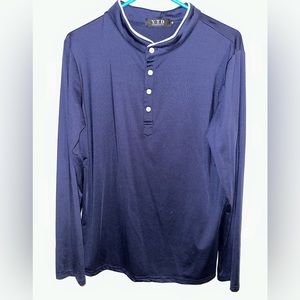 YTD Men’s Navy Blue Quarter Button Long Sleeve Shirt Size M